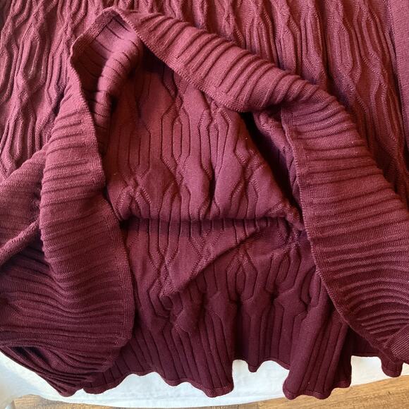 Lane Bryant Women Midi Dress Size 14/16 Burgundy Fit & Flare Long Sleeve V-neck - Picture 9 of 10